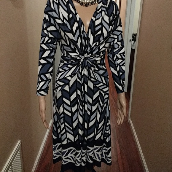 nina leonard faux wrap dress